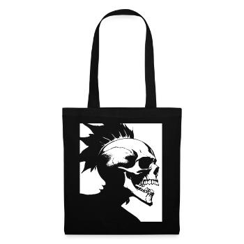 Horror Fan Skull with Mohawk Crazy Punkrocker Pun - Tote Bag - black - Front