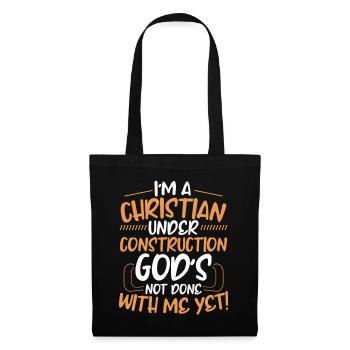 Ich Bin Ein Christ Im Aufbau Glaube Jesus Christus - Stoffbeutel - Schwarz - Vorne