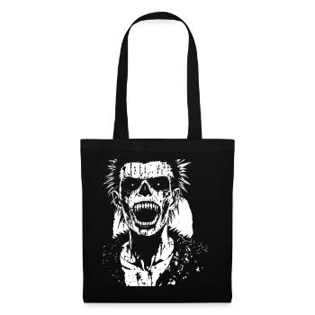 Punkrock Fan Skull mit Mohawk Crazy Antisocial P - Stoffbeutel - Schwarz - Vorne
