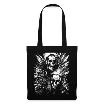 Horror Fan Totenkopf mit Irokesenschnitt Verrückter Punkrocker Wortspiel - Stoffbeutel - Schwarz - Vorne