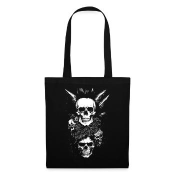 Crâne de fan de punkrock avec Mohawk Crazy Antisocial P - Sac en tissu - noir - Devant