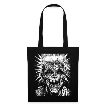 Horror Fan Totenkopf mit Irokesenschnitt Verrückter Punkrocker Wortspiel - Stoffbeutel - Schwarz - Vorne