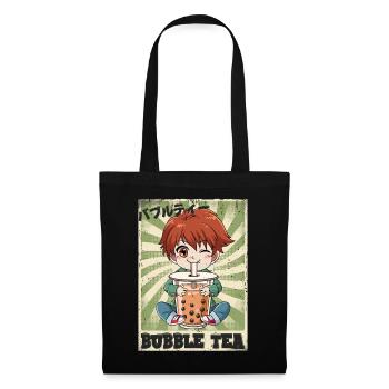 Boba Tea Anime Boy Bubble Tea - Tote Bag - black - Front