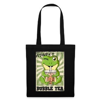 Boba Tea Frosch Bubble Tea - Stoffbeutel - Schwarz - Vorne