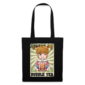 Boba Tea Mädchen Bubble Tea - Stoffbeutel - Schwarz - Vorne
