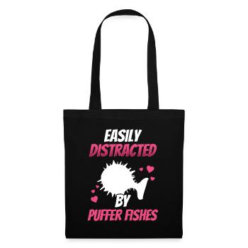Distrait par le poisson-globe Poisson-globe géant - Sac en tissu - noir - Devant