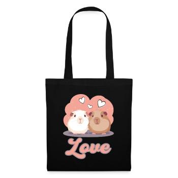 Meerschweinchen Liebe Love - Stoffbeutel - Schwarz - Vorne