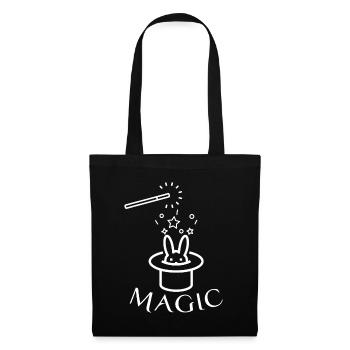 Lapin en chapeau magique avec magicien baguette magique - Sac en tissu - noir - Devant