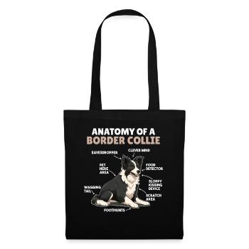 Hunde Erklärung Anatomy eines Border Collie - Stoffbeutel - Schwarz - Vorne
