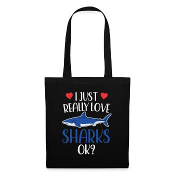 J’aime les requins vraiment ok requin à dents de requin - Sac en tissu - noir - Devant