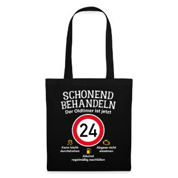 24. Geburtstag Schonend Behandeln Oldtimer Ist 24 - Stoffbeutel - Schwarz - Vorne