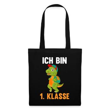 Schulkind Schulbeginn Erste Klasse Dinosaurier Ein - Stoffbeutel - Schwarz - Vorne