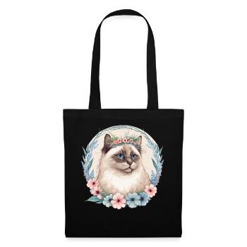 Cute Ragdoll Cat Flower Crown Cats Pet Kitten - Tote Bag - black - Front
