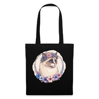 Cute Ragdoll Cat Flower Crown Cats Pet Kitten - Tote Bag - black - Front