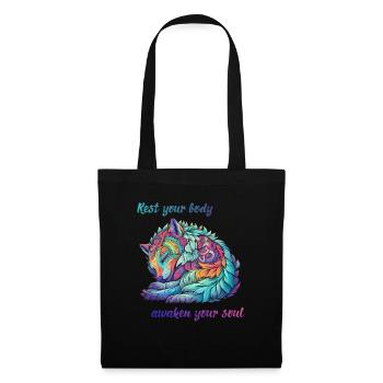 Awaken your soul - Rainbow Ghost Wolf - Tote Bag - black - Front