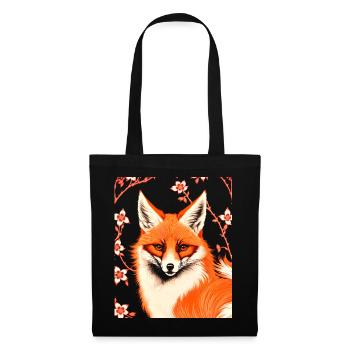 Renards Fleur de cerisier japonais Kitsune Renard - Sac en tissu - noir - Devant