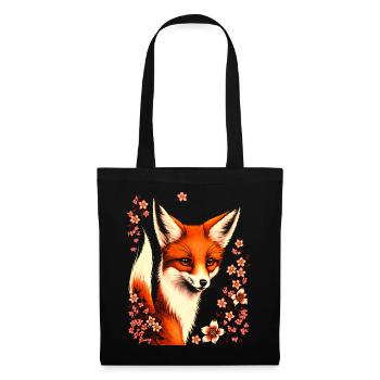 Foxes Japanese Cherry Blossom Flower Kitsune Fox - Tote Bag - black - Front