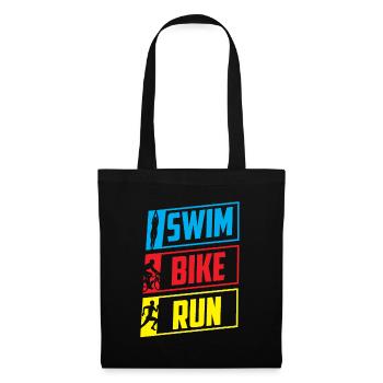 Swim Bike Run Triathlon Triathlet Triathletin - Stoffbeutel - Schwarz - Vorne
