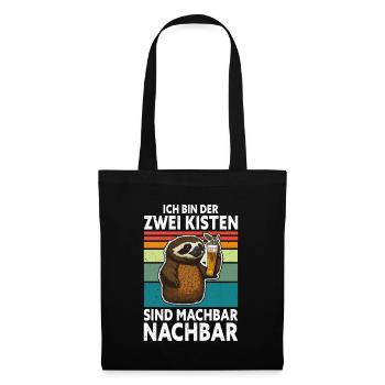 2 Kisten sind machbar Nachbar Faultier - Stoffbeutel - Schwarz - Vorne