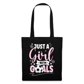Just A Girl With Goals Fußballspieler Sport - Stoffbeutel - Schwarz - Vorne