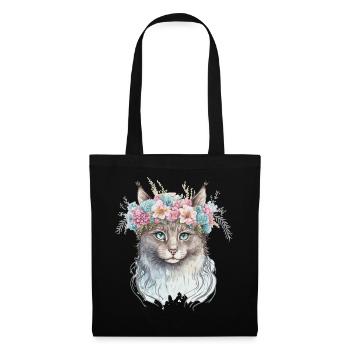 Mignon LaPerm Cat Fleur Crown Cats Chaton d’animal de compagnie - Sac en tissu - noir - Devant