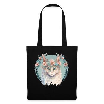 Mignon LaPerm Cat Fleur Crown Cats Chaton d’animal de compagnie - Sac en tissu - noir - Devant