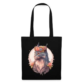 Mignon Maine Coon Cat Fleur Crown Cats Chaton de compagnie - Sac en tissu - noir - Devant