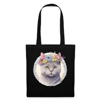 Cute British Shorthair Cat Flower Crown Cats Pet K - Tote Bag - black - Front