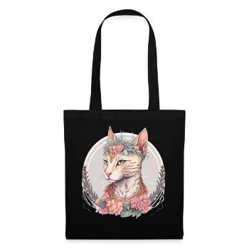 Cute Egyptian Mau Cat Flower Crown Cats Pet Kitten - Tote Bag - black - Front