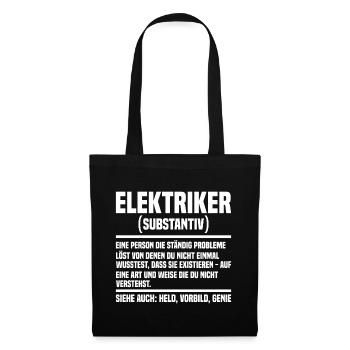 Elektriker Elektroinstallateur Elektroniker - Stoffbeutel - Schwarz - Vorne
