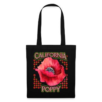 Mohn, Kalifornische Mohnblume, California-Poppy - Stoffbeutel - Schwarz - Vorne