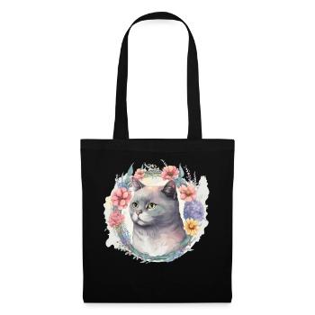 Cute British Shorthair Cat Flower Crown Cats Pet K - Tote Bag - black - Front