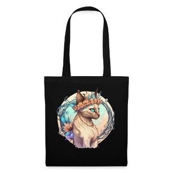 Mignon Balinais Cat Fleur Crown Cats Chaton de compagnie - Sac en tissu - noir - Devant