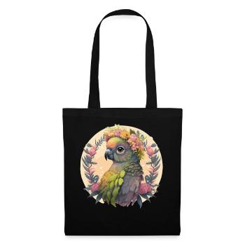 Mignon joue verte Conure Perroquet Oiseau Fleur Couronne P - Sac en tissu - noir - Devant