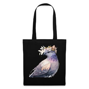 Cute Pigeon Dove Bird Flower Crown Pet Birds - Tote Bag - black - Front
