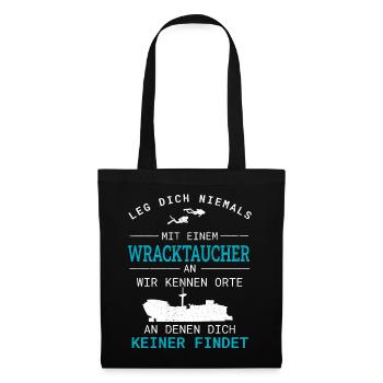 Wracktauchen Tauchen Wracktaucher Geschenk - Stoffbeutel - Schwarz - Vorne