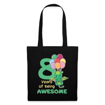 Dragon for 8th birthday children eight years old - Tote Bag - black - Front