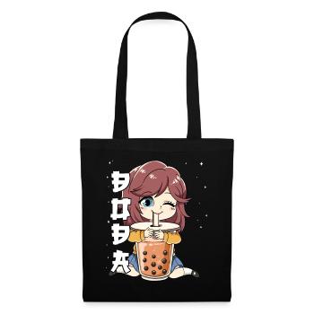 Boba Tea Anime Girl Bubble Tea - Sac en tissu - noir - Devant