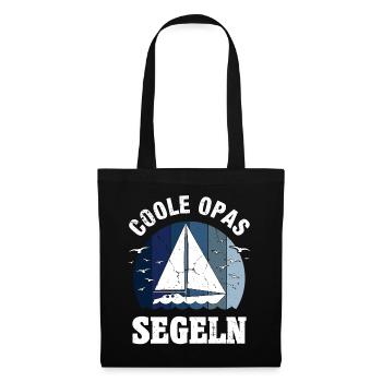 Segeln Segler Segelboot Boot Opa Vatertag Geschenk - Stoffbeutel - Schwarz - Vorne