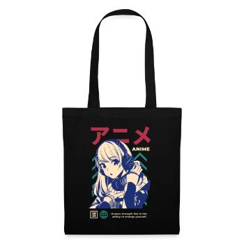 Japan Japanisches Manga Girl Game Gaming Gamergirl - Stoffbeutel - Schwarz - Vorne