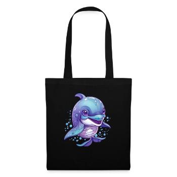 Mignon bébé dauphin - Sac en tissu - noir - Devant