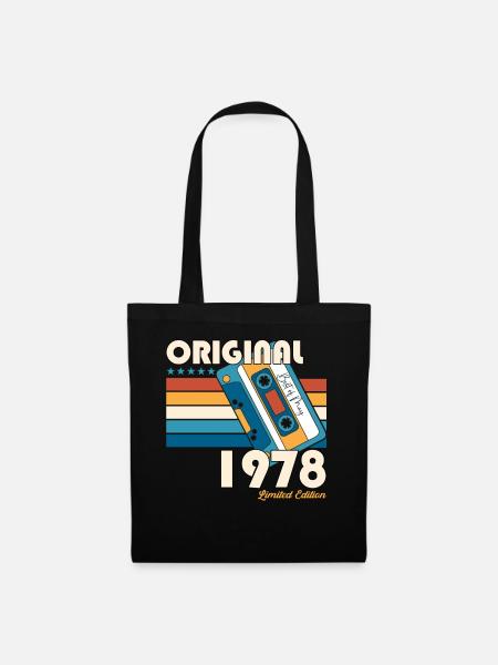 45 Geburtstag Mann Frau Kassette May Jahrgang 1978 - Stoffbeutel - Schwarz