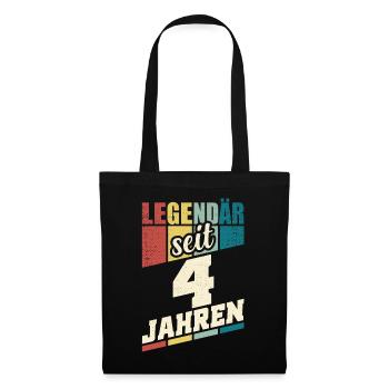 4. Geburtstag Legendär Seit 4 Jahren Legende 4 - Stoffbeutel - Schwarz - Vorne