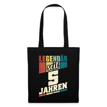 5. Geburtstag Legendär Seit 5 Jahren Legende 5 - Stoffbeutel - Schwarz - Vorne