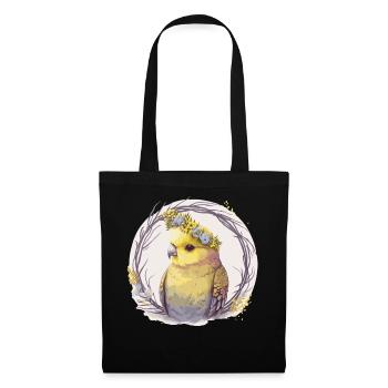Mignon perruche jaune perruche oiseau fleur couronne animal de compagnie - Sac en tissu - noir - Devant