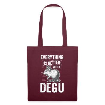 Alles besser mit Degu Nagetier Stauchratte - Stoffbeutel - Burgunderrot - Vorne