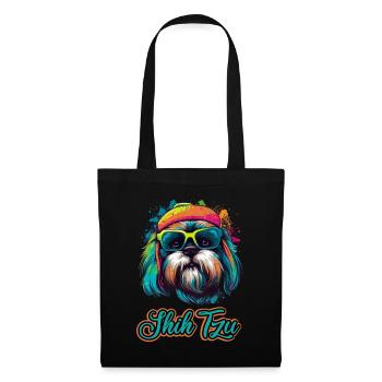 Shih Tzu Hund Hunderasse Löwenhund - Stoffbeutel - Schwarz - Vorne