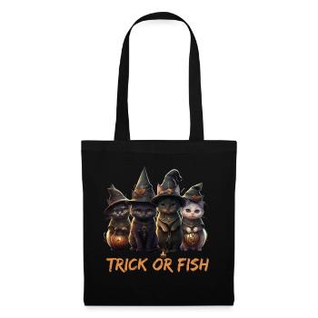 Trick Or Fish Halloween Katzen als Hexen - Stoffbeutel - Schwarz - Vorne