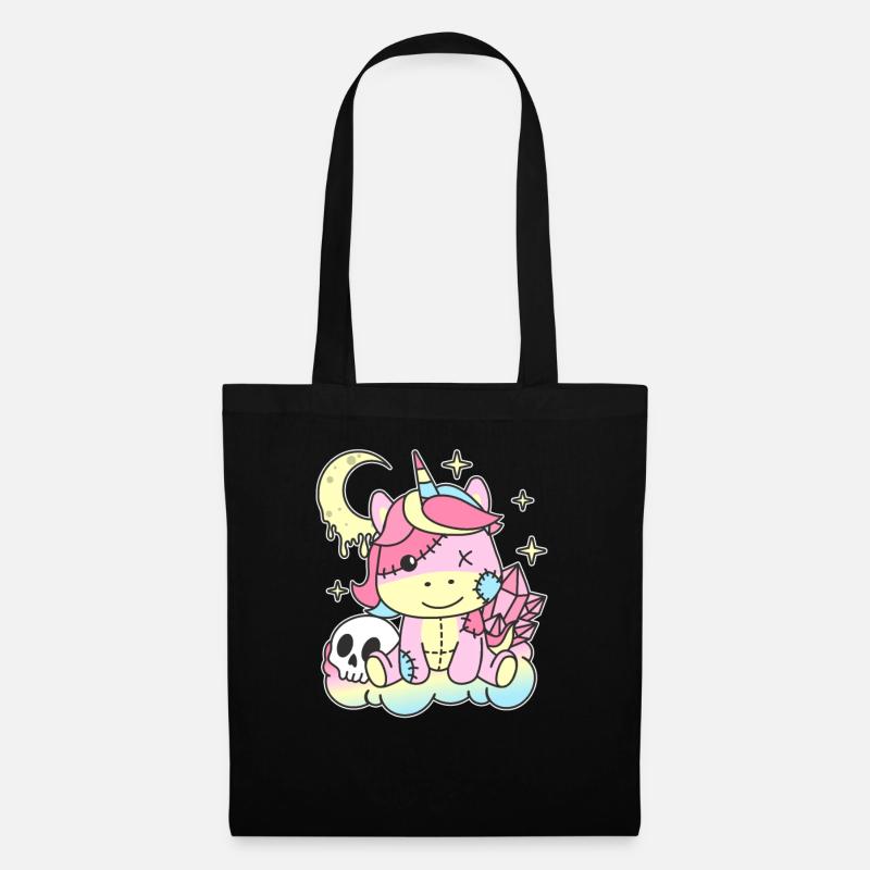 Kawaii Gothic Einhorn Pastellfarben Gothic Goth - Stoffbeutel - Schwarz