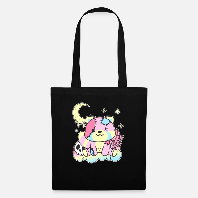 Kawaii Gothic Roter Panda Pastellfarben Gothic - Stoffbeutel - Schwarz
